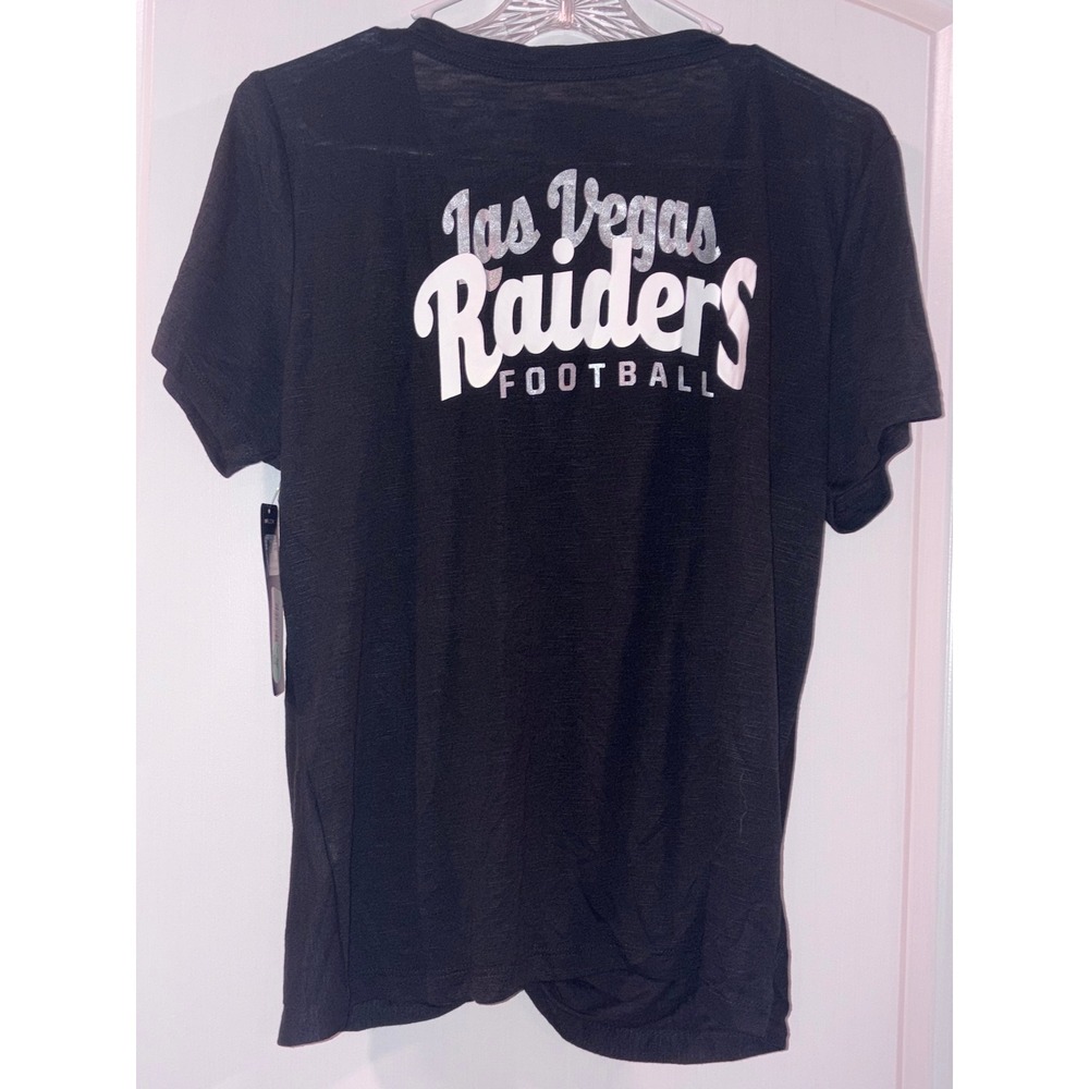 NFL Las Vegas Raiders Women's 2XL Twist Front T-Shirt Short Sleeve Top XXL Black - Picture 2 of 3